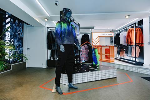 Hype Carnaby Street store showing product and a mannequin dressed in Hype clothing. Signs read 'Hype.Ten' and 'Juniors upstairs'